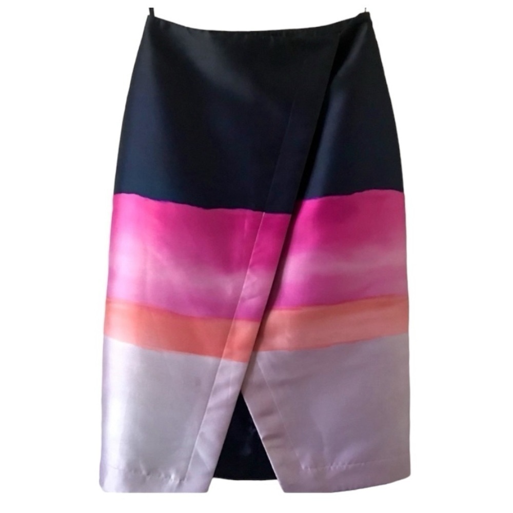 Ted Baker London Marina Mosaic Navy Blue Pink Asymmetrical Skirt